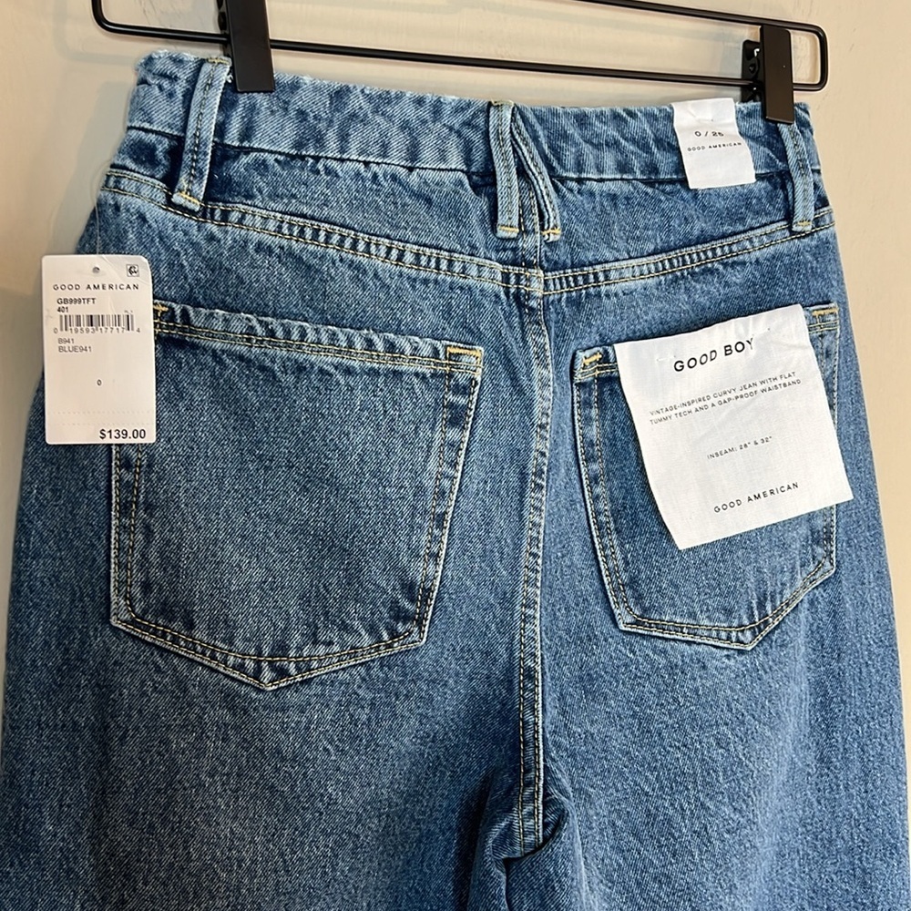 Good American Good Boy Vintage Curvy Jean side slit blue 941 NWT - Picture 5 of 7
